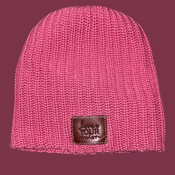 Love Your Melon Hot Pink Knit Logo Winter Slouch Beanie - Picture 1 of 2